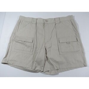 St Johns Bay Hiking Shorts Cargo Men 42 Elastic Waist Hits above Knee Stone